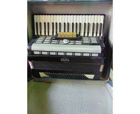 A vintage cased good quality Galotta piano accordion with further applied plaque reading Bell, etc