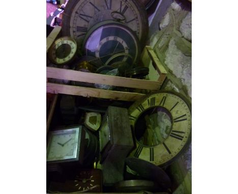A large quantity of clocks including drop dial wall clock, Victorian clock movements, retro clock cases including Bakelite, c