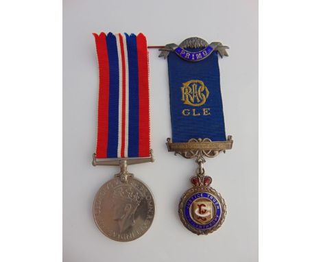 39-45 war medal, silver and enamel R.A.O.B. medallion