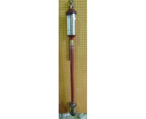 A reproduction marine stick barometer with brass fittings, with silvered dial by Dove Bazeley of Cheltenham