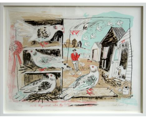 Mark Hearld Pigeon's Loft lithograph 47 of 75 signed 64 x 81 cm framed   On show at the Curwen Gallery  RRP £ 