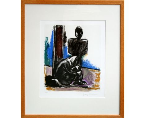 Josef Herman Two Grey Figures 1997 lithograph 26 of 150 signed 61 x 51 cm framed   On show at the Curwen Gallery  RRP £ 350