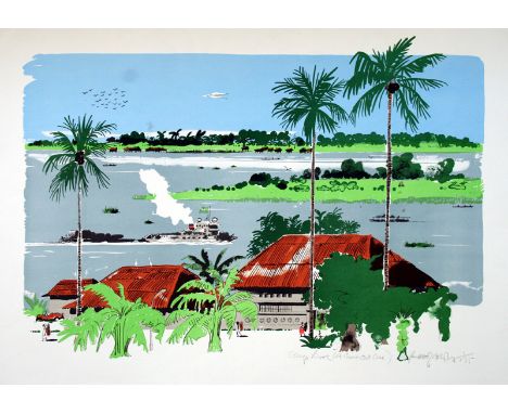 Paul Hogarth Congo River lithograph 12 of 195 signed 55 x 74 cm unframed On show at the Curwen Gallery Paul Hogarth OBE RA, 1