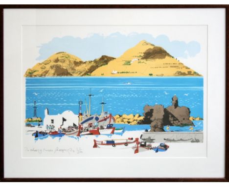 Paul Hogarth Harbour at Naousa lithograph 93 of 200 signed 55 x 73 cm framed On show at the Curwen Gallery  RRP £ 250