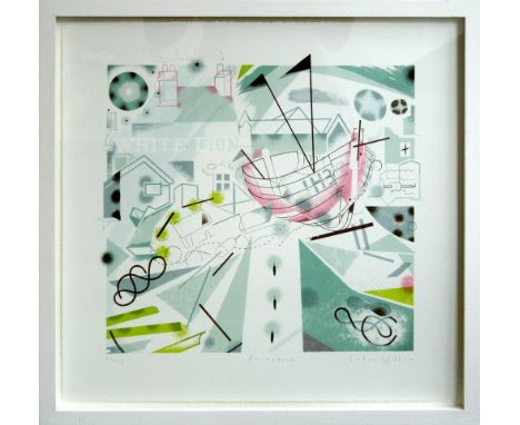 Colin Wilkin Foreshore lithograph signed 52 x 53 cm framed On show at the Curwen Gallery  RRP £ 255