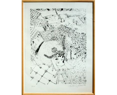 Anthony Green RA The garden at little Eversden lithograph 16 of 20 signed 94 x 69 cm framed   On show at the Curwen Gallery  