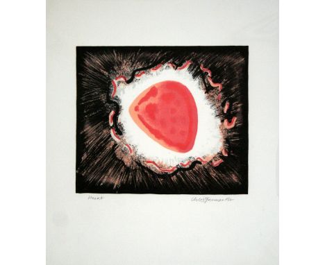 Chloe Fremantle Heart lithograph archive signed 29 x 26 cm unframed On show at the Curwen Gallery  RRP £ £50