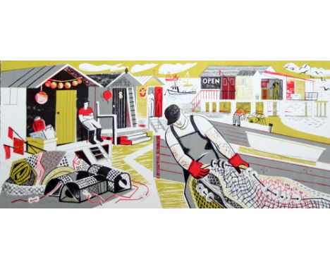 Clare Curtis Ferry II lithograph 37 of 75 signed 30 x 69 cm unframed On show at the Curwen Gallery  RRP £ 170