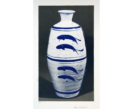 Bernard Leach Fish Vase lithograph 96 of 100 signed 77 x 56 cm unframed On show at the Curwen Gallery  RRP £ 400