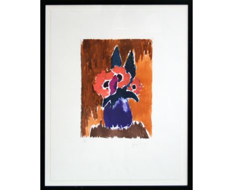 Josef Herman Vase of Flowers 1997 lithograph 7 of 75 signed 66 x 49 cm framed   On show at the Curwen Gallery  RRP £ 350