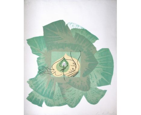 Ceri Richards Dylan Thomas Suite: Green Metaphor  1965 lithograph 42 of 50 signed 51 x 81 cm unframed On show at the Curwen G