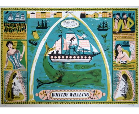 Alice Patullo Whitby Whaling lithograph 25 of 30 signed 54 x 74 cm unframed On show at the Curwen Gallery  RRP £ 175