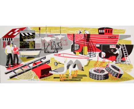 Clare Curtis Ferry I lithograph 33 of 75 signed 30 x 69 cm unframed On show at the Curwen Gallery  RRP £ 170