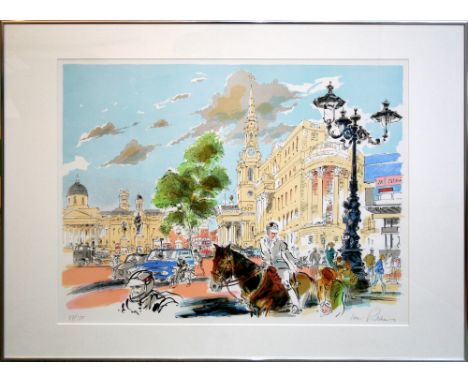 Ian Ribbons Trafalgar Square lithograph 17 of 195 signed 55 x 75 cm framed On show at the Curwen Gallery  RRP £ 150