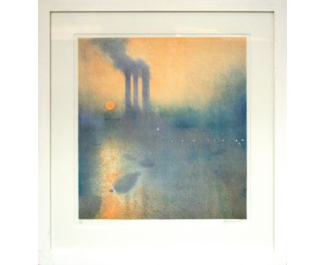Derek Mynott Lots Road lithograph 113 of 250 signed 70 x 64 cm framed On show at the Curwen Gallery  RRP £ 