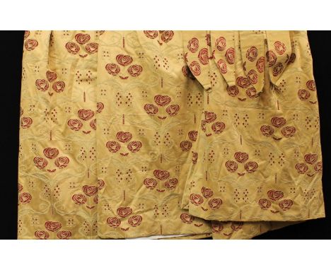 Textiles - two pairs of Art &amp; Crafts curtains in the style of Charles Rennie Macintosh, with tie-backs 