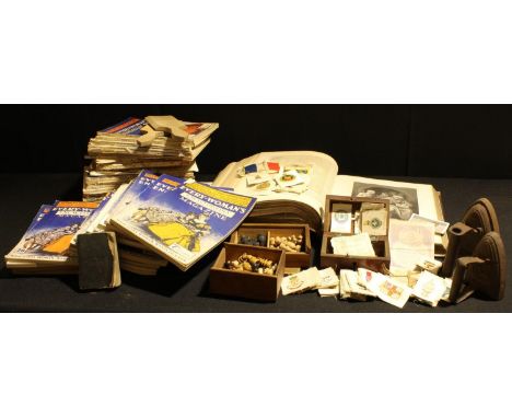 Boxes and Objects - cigarette silks including Chairman's Regimental Crests, etc, most retaining paper backs; turned wooden ch