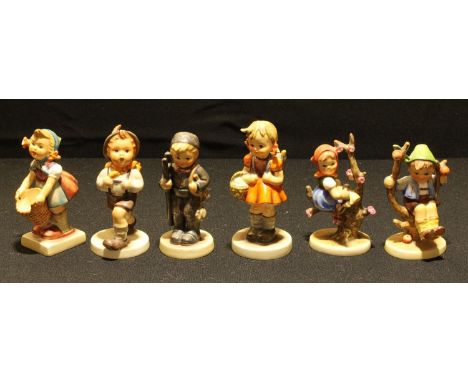 Goebel Hummel figures including Chimney Sweep, Apple Tree Boy, Apple Tree Girl, School Boy, School Girl, etc (6) 