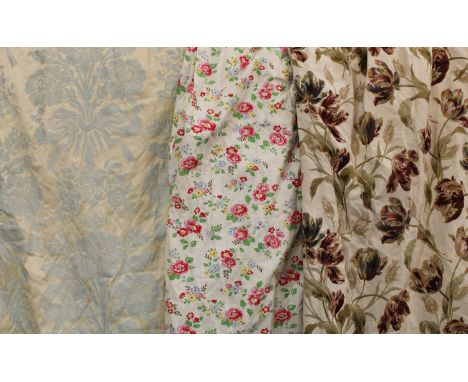 Textiles - a pair of Laura Ashley curtains; a single Laura Ashley curtain; another pair, Laura Ashley style 
