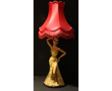 A 1950's figural chalk table lamp, inspired by Tretchikof, 51cm high excluding fittings 