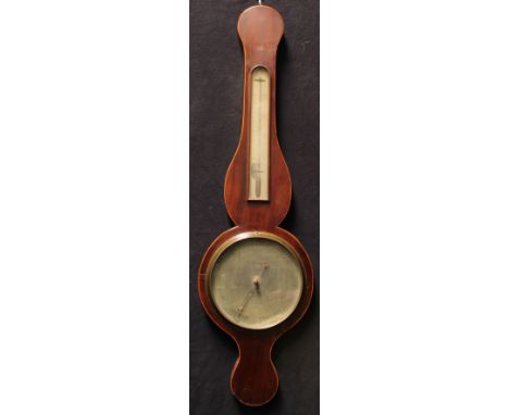 A 19th century mahogany wheel barometer, Francis Molton, St. Lawrence Steps, Norwich, 93.5cm high, 27cm wide