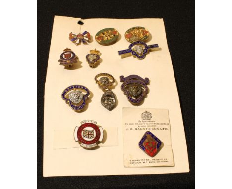 Badges - enamel badges including British Legion, For Home and Country, Royal Army Ordnance Corp, etc (12) 