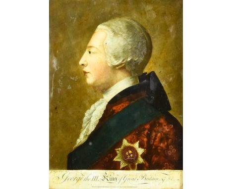 Richard Houston (1721 - 1775) After Jeremiah Mayer - Reverse painted print on glass - "George III, King of Great Britain", pr