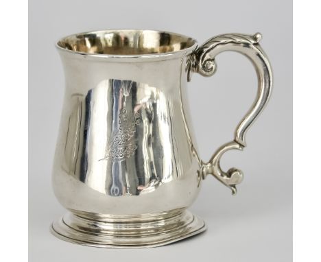 A George II Silver Mug,&nbsp;by Richard Gurney and Thomas Cook, London 1737,&nbsp;of baluster form engraved with leaf spray, 