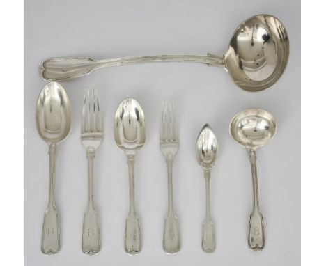 A George V Silver Fiddle and Thread Pattern Part Table Service&nbsp;by The Goldsmiths and Silversmiths Company Ltd, London 19