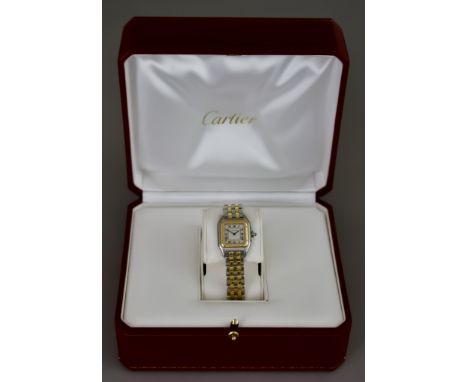 A Lady's Automatic Movement Wristwatch, by Cartier, model Panthere, serial No. 236325CD, bi-metal case, 23mm diameter, white 
