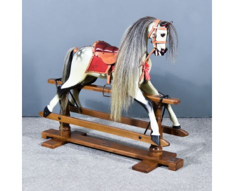 A Late 20th Century Dappled Grey Rocking Horse, by Stevenson Brothers, 2000, 4120, with brass plaque to base, on turned suppo