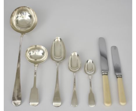 &nbsp;A George III Silver Old English Pattern Soup Ladle and Mixed Flatware, the soup ladle by George Smith, London 1784,&nbs