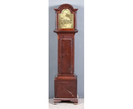 An 18th Century Mahogany Small Longcase Clock, by Andrew Padbury, (Bishop's) Waltham, the 7.5ins arched brass dial with Roman