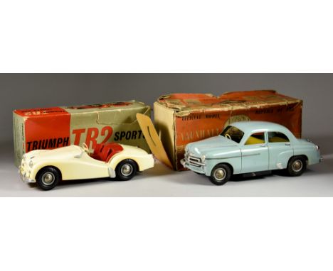 A Quantity of Play Worn Vehicles, various makers, models and scales, comprising - boxed TR2 sports car by V models, (damaged 