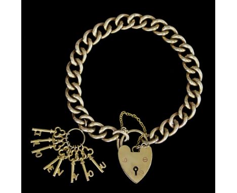 A 9ct Gold Charm Bracelet, with one suspended charm and padlock clasp, 170mm overall, total gross weight 36.4g The items pres