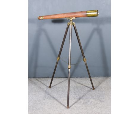A British Military Two-Draw Telescope and Tripod, Early 20th Century, with number 944 over broad arrow, 47ins extended, the s