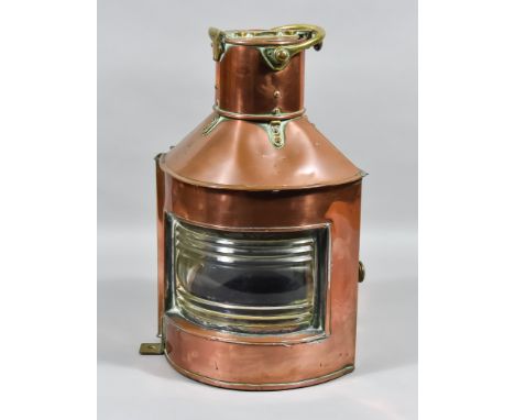 A Copper Ship's Mast Head Lantern, 1944, by A &amp; G Limited, 16ins x 8insThe brass components are heavily oxidised. General