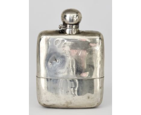 A Late Victorian Silver Rectangular Hip Flask&nbsp;by James Dixon &amp; Sons, Sheffield 1899,&nbsp;of plain form with bayonet