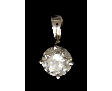 An 18ct White Gold Solitaire Diamond Pendant, set with a brilliant cut round diamond, approximately .50ct, 10mm drop, gross w