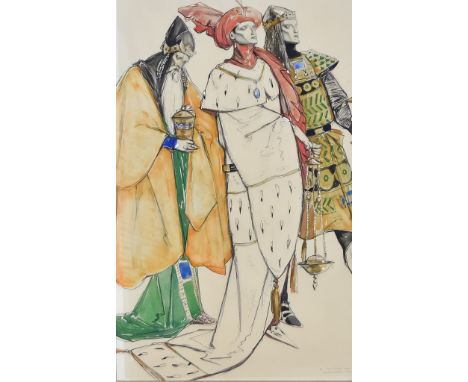 Charles Ricketts (1866 - 1931) - Watercolour - Costume design for "The Three Kings - The Coming of Christ", from a play by Jo