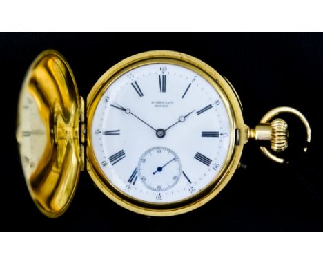 A Gold and Enamelled Full Hunting Cased Lady's Fob Watch by Henry Capt of Geneva, Serial No. 27482, 18ct gold case, 36mm diam