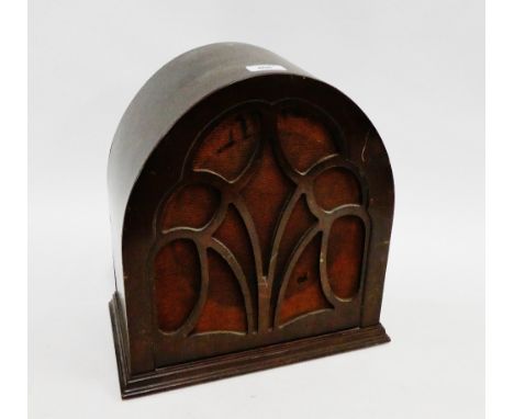 Vintage 'His Master's Voice' speaker 36cm high, together with a Smiths Art Deco mantle clock, (2) 
