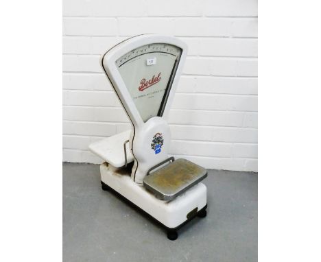 The Berkel Autoscale Company Ltd, enamelled scales, 65cm high