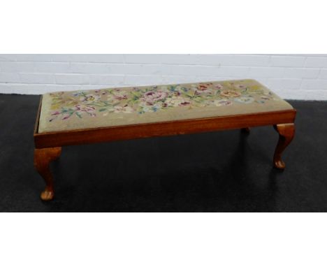 Long footstool with tapestry top, 32 x 103cm