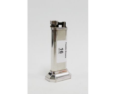 Dunhill engine turned and silver plated lighter,10cm high 