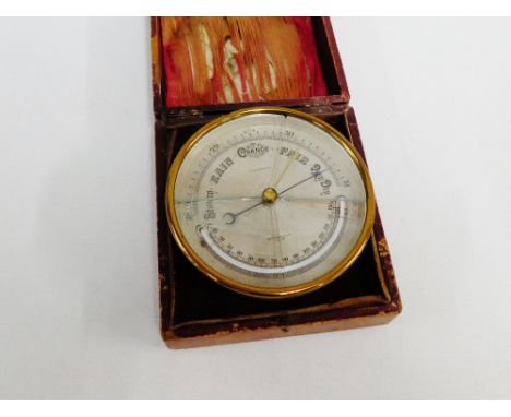 Short and Mason Ltd, London ships barometer in leather fitted case, glass (a/f)