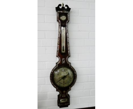 Mother of pearl inlaid wall barometer, the silvered dial inscribed Millar of Leith 
