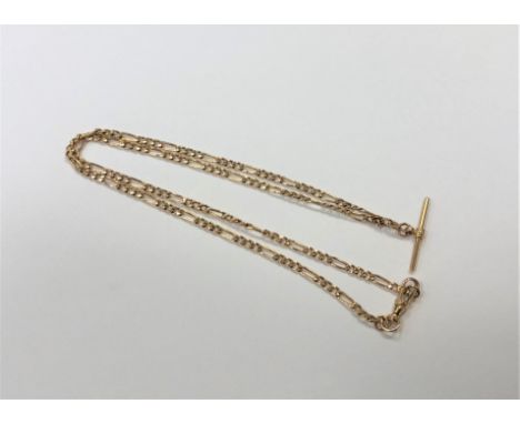 A 9ct gold watch chain with T-bar CONDITION REPORT: 4.7g