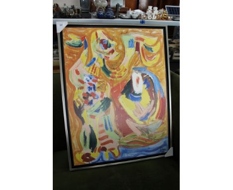 A colour print in silvered frame
