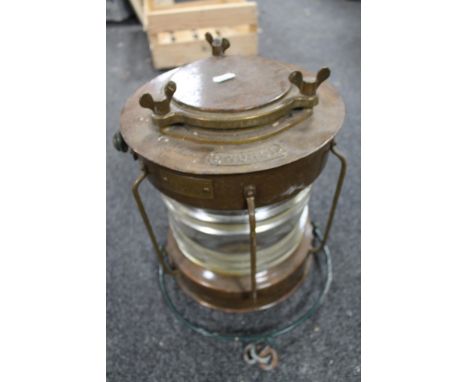 A copper ship's lamp